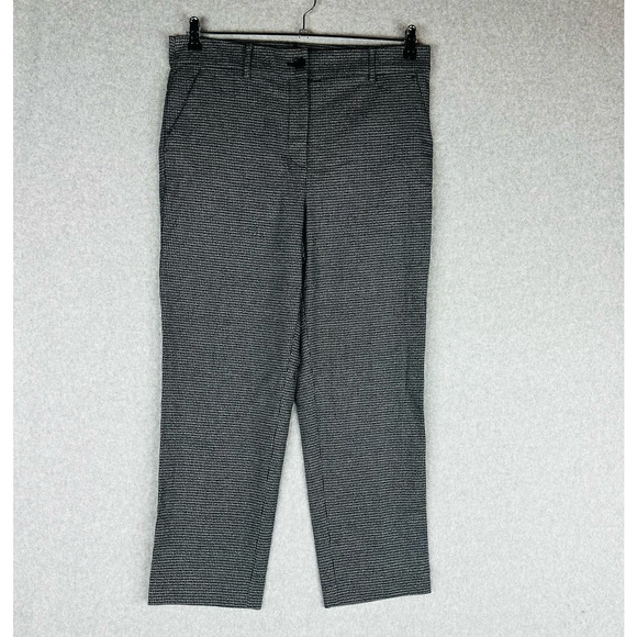 Loft Womans Sz 10 Curvy Fit Dress Pants Black Pockets Houndstooth Slacks Career - Picture 2 of 8
